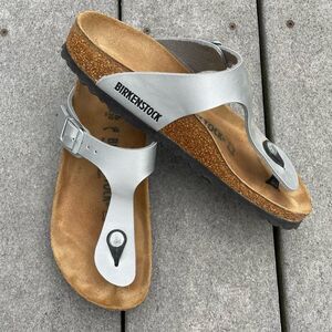 Gizeh Birko-Flor Birkenstocks Silver Size 36 = Women’s 5/5.5